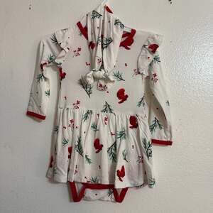 NEW Kyte BABY Long Sleeve Twirl Bodysuit Dress RED CARDINAL 18-24 & Bow